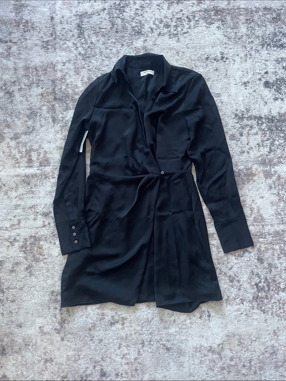 Babaton Black Long Sleeve Wrap Shirt Dress NWT